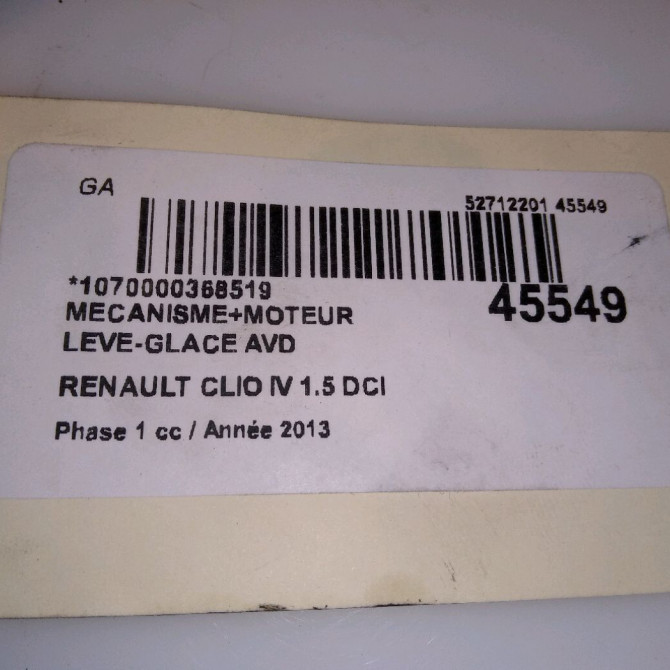 Mecanisme + moteur lève-glace avant droit occasion RENAULT CLIO IV Phase 1 07-2012->... 1.5 DCI 90ch 807205569R 4