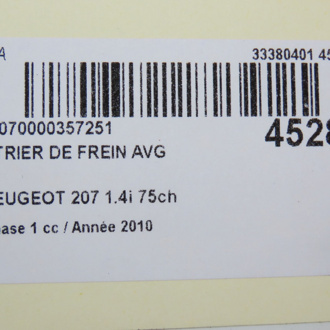 Etrier de frein avant gauche occasion PEUGEOT 207 Phase 1 04-2006->06-2013 1.4i 75ch 1617292080 6