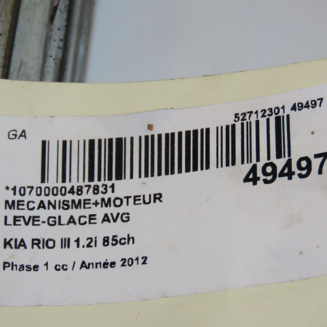 Mecanisme+moteur leve-glace avg occasion KIA RIO III Phase 1 06-2011->... 1.2i 85ch 824011W020 4