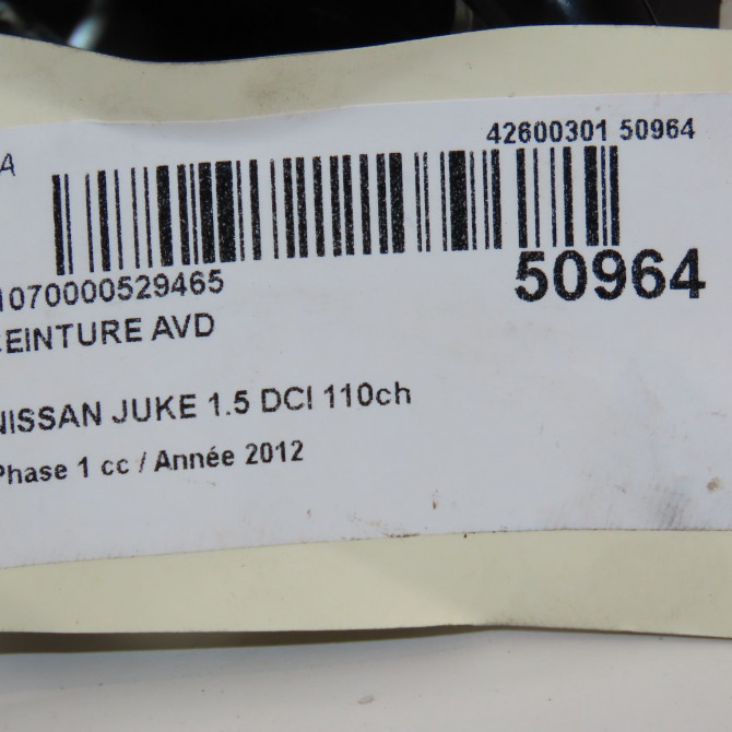Ceinture avant droite occasion NISSAN JUKE Phase 1 09-2010->... 1.5 DCI 110ch 86884BX90A 7