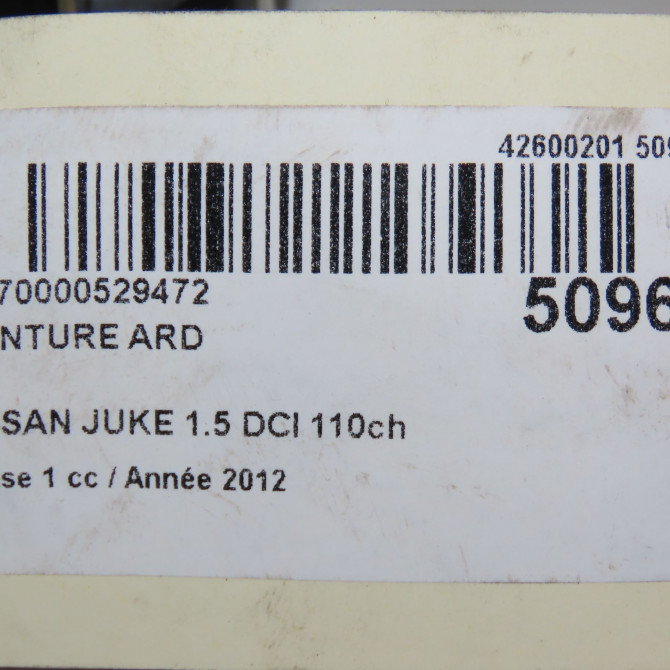 Ceinture arrière droite occasion NISSAN JUKE Phase 1 09-2010->... 1.5 DCI 110ch 888441KA2A 6