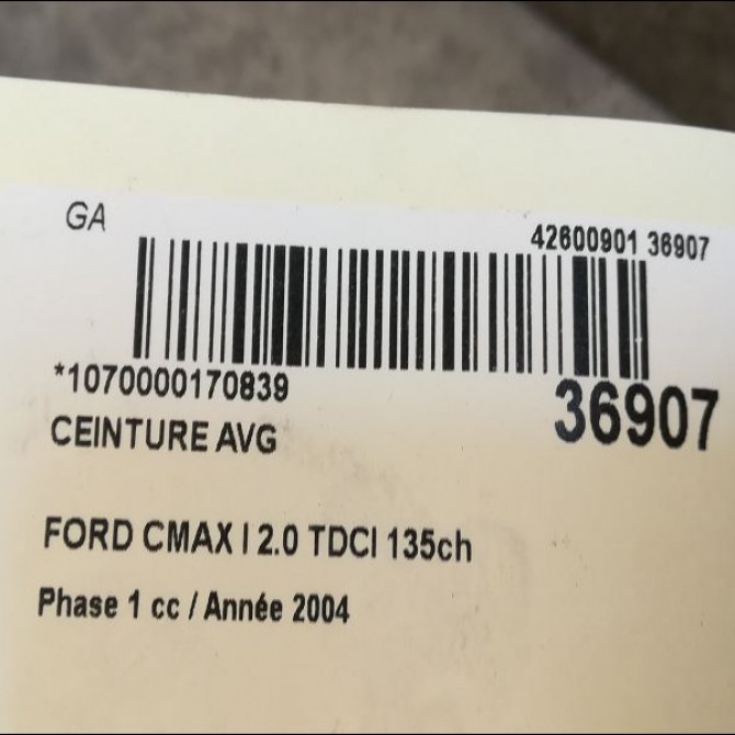 Ceinture avant gauche occasion FORD CMAX I Phase 1 09-2003->03-2007 2.0 TDCI 135ch 1464401 4