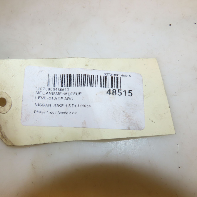 Mecanisme+moteur leve-glace arg occasion NISSAN JUKE Phase 1 09-2010->... 1.5 DCI 110ch 827211U600 4