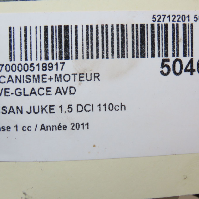 Mecanisme + moteur lève-glace avant droit occasion NISSAN JUKE Phase 1 09-2010->... 1.5 DCI 110ch 807201KA0C 5