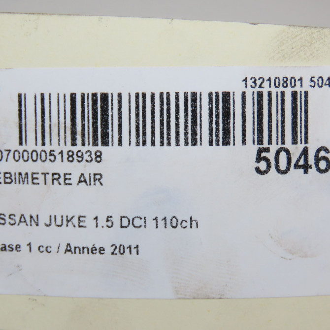 Debimetre air occasion NISSAN JUKE Phase 1 09-2010->... 1.5 DCI 110ch 226801FE0A 7