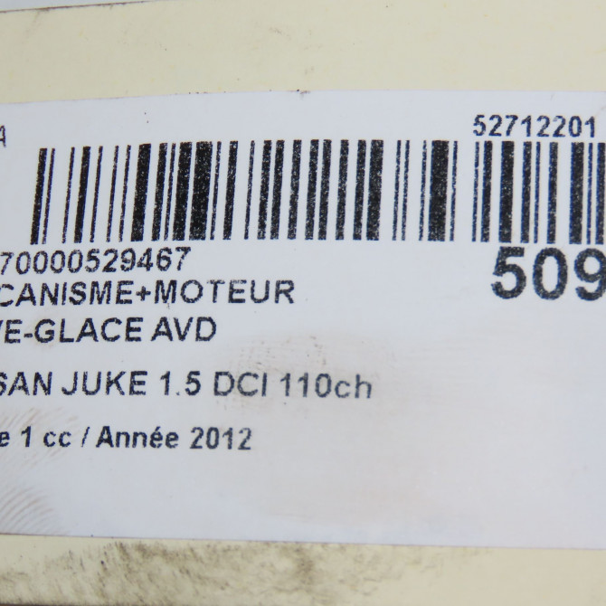 Mecanisme + moteur lève-glace avant droit occasion NISSAN JUKE Phase 1 09-2010->... 1.5 DCI 110ch 807201KA0C 6