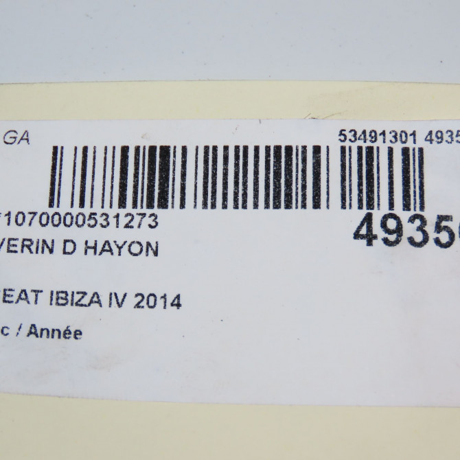 Verin droit hayon occasion SEAT IBIZA IV IBIZA IV Phase 2 2012-02-01->2016-03-31 1.2 TSI 105ch 6J3827550A 4