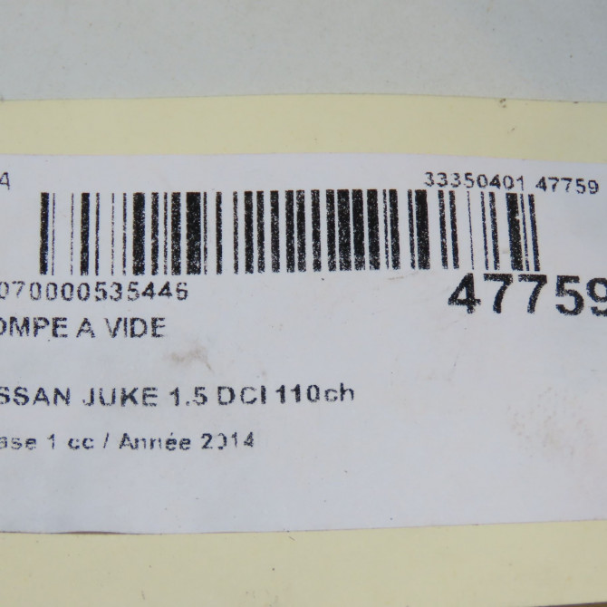 Pompe a vide occasion NISSAN JUKE Phase 1 09-2010->... 1.5 DCI 110ch 1465000Q2C 6