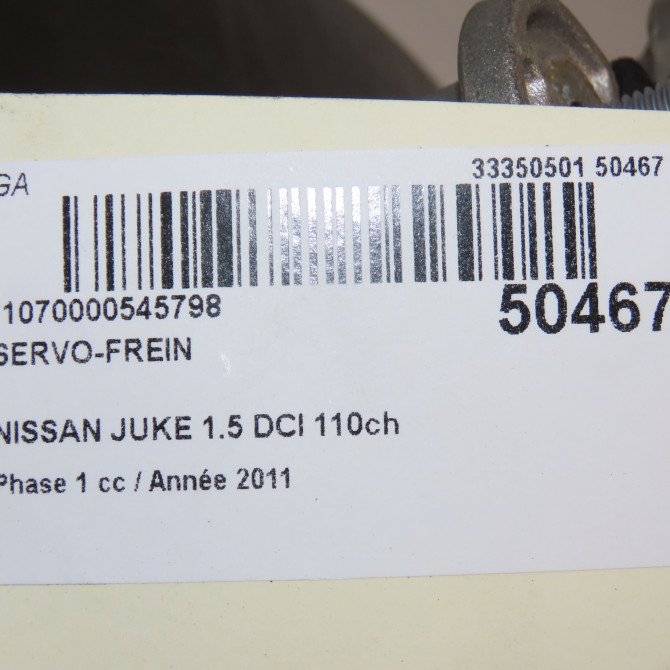 Servo-frein occasion NISSAN JUKE Phase 1 09-2010->... 1.5 DCI 110ch 472101KA0A 7