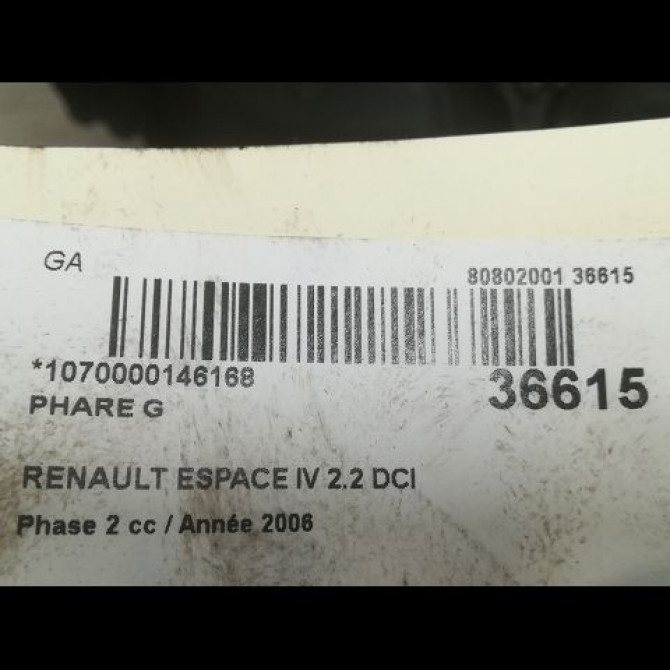 Phare gauche occasion RENAULT ESPACE IV Phase 2 03-2006->07-2012 2.2 DCI 150ch 7701064406 3