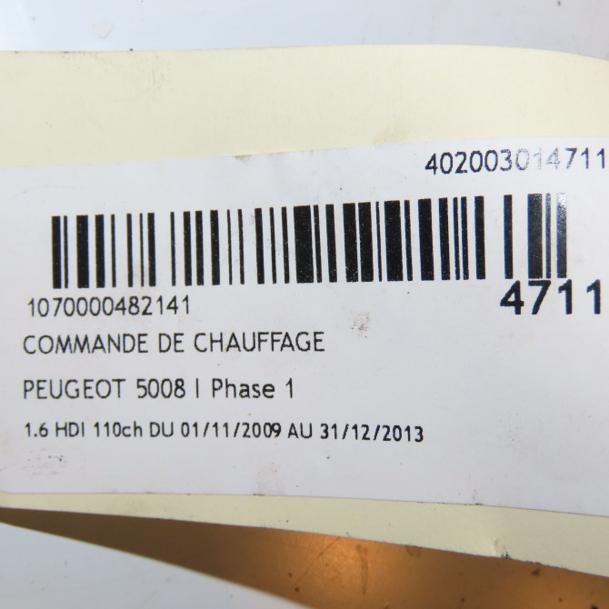 Commande de chauffage occasion PEUGEOT 5008 I Phase 1 11-2009->12-2013 1.6 HDI 110ch 6452W6 3