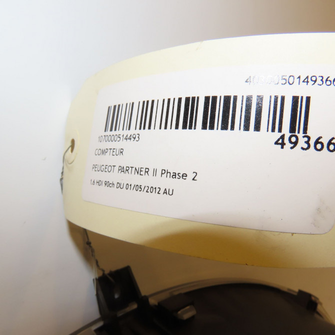 Compteur occasion PEUGEOT PARTNER II Phase 2 05-2012->... 1.6 HDI 90ch 9801641380 5