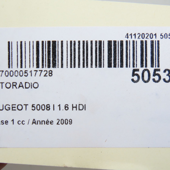 Autoradio occasion PEUGEOT 5008 I Phase 1 11-2009->12-2013 1.6 HDI 110ch 6579NV 4