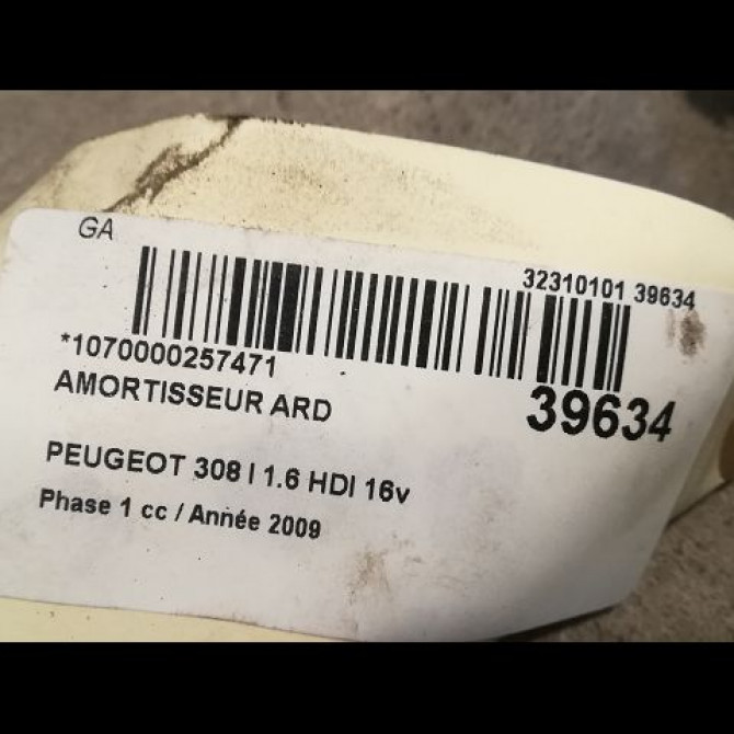 Amortisseur arrière droit occasion PEUGEOT 308 I Phase 1 09-2007->03-2011 1.6 HDI 16v 90ch 5206NG 2