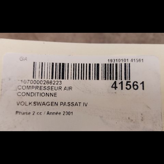 Compresseur air conditionne occasion VOLKSWAGEN PASSAT IV Phase 2 10-2000->03-2005 1.9 TDI 130ch 8D0260805R 4