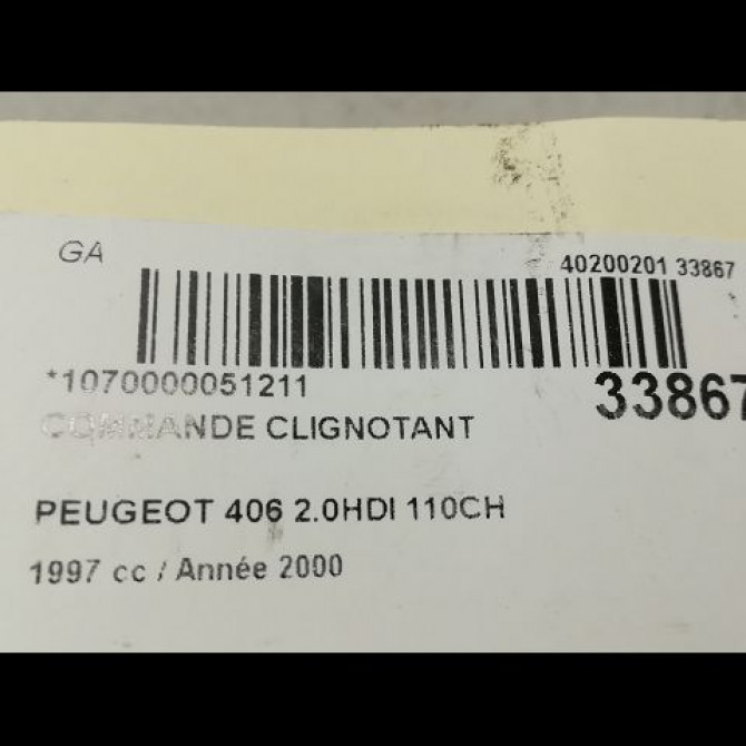 Commande clignotant occasion PEUGEOT 406 Phase 2 04-1999->04-2004 2.0 HDI 110ch 625375 5