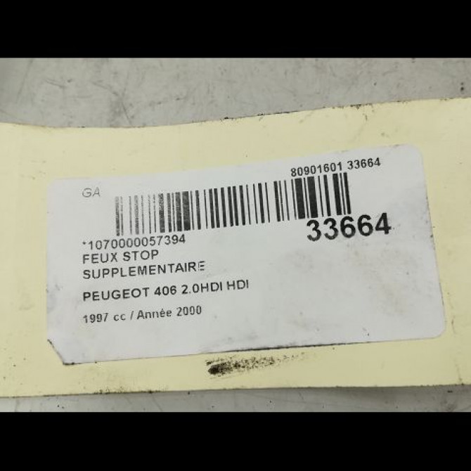 Feux stop supplementaire occasion PEUGEOT 406 Phase 2 04-1999->04-2004 2.0 HDI 110ch 6351K9 3