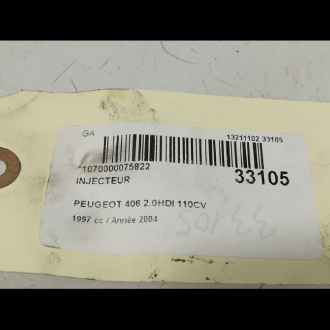 Injecteur occasion PEUGEOT 406 Phase 2 04-1999->04-2004 2.0 HDI 110ch 1980H9 4