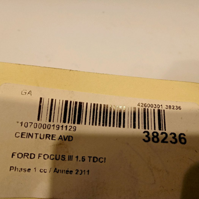 Ceinture avant droite occasion FORD FOCUS III Phase 1 01-2011->04-2015 1.6 TDCI 115ch 1843314 5