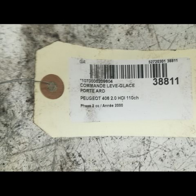 Commande leve-glace porte arrière droite occasion PEUGEOT 406 Phase 2 04-1999->04-2004 2.0 HDI 110ch 2