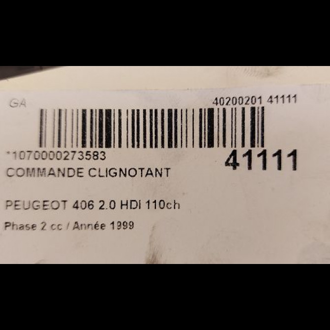 Commande clignotant occasion PEUGEOT 406 Phase 2 04-1999->04-2004 2.0 HDI 110ch 625375 3