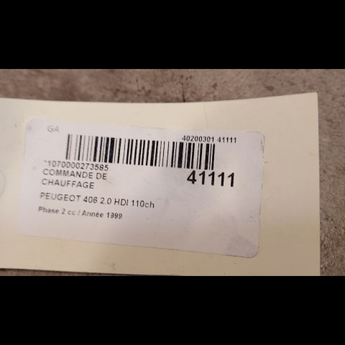 Commande de chauffage occasion PEUGEOT 406 Phase 2 04-1999->04-2004 2.0 HDI 110ch 3