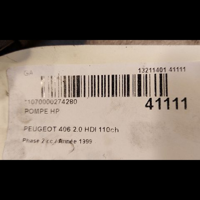 Pompe hp occasion PEUGEOT 406 Phase 2 04-1999->04-2004 2.0 HDI 110ch 4