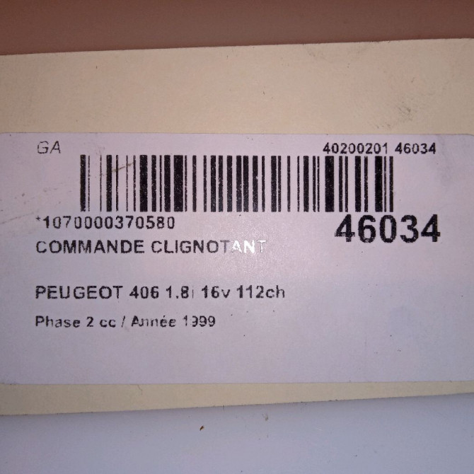 Commande clignotant occasion PEUGEOT 406 Phase 2 04-1999->04-2004 1.8i 16v 112ch 625375 4