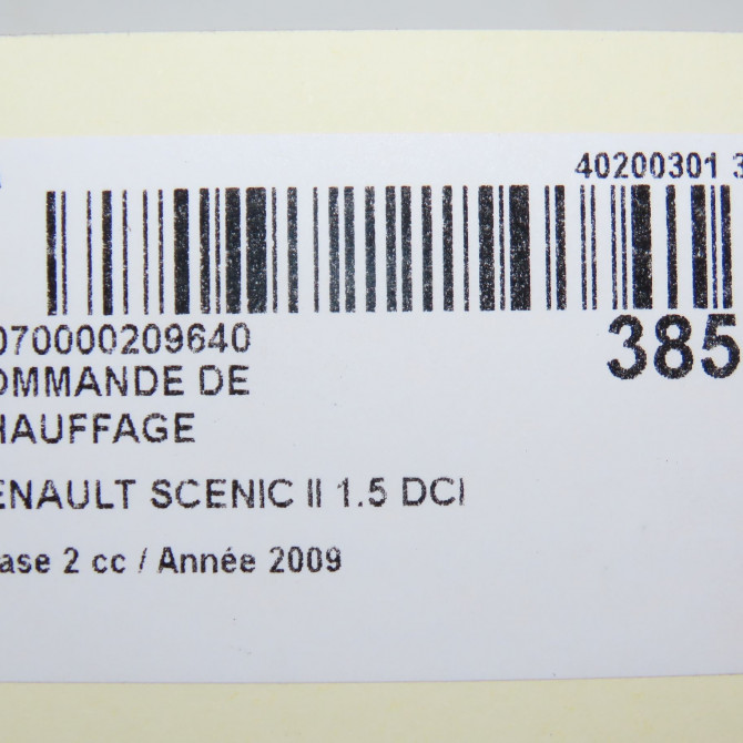 Commande de chauffage occasion RENAULT SCENIC II Phase 2 09-2006->04-2009 1.5 DCI 105ch 7701056580 6