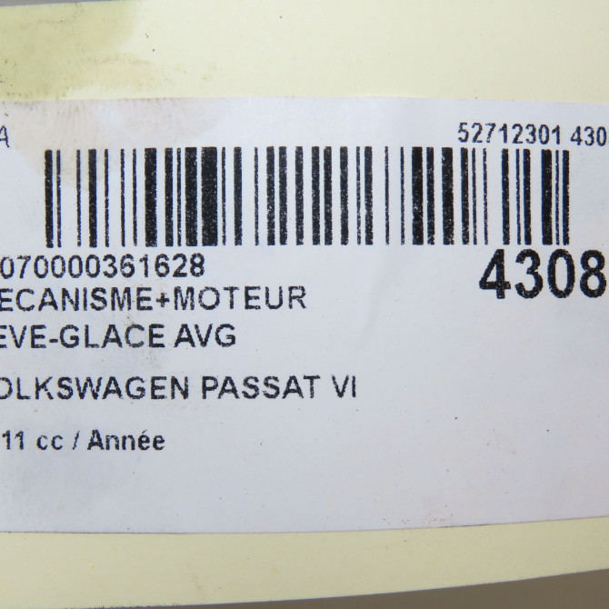 Mecanisme+moteur leve-glace avg occasion VOLKSWAGEN PASSAT VI Phase 1 04-1995->04-1999 2.0 TDI 136ch 3AA837461B 8