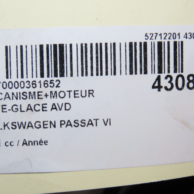 Mecanisme + moteur lève-glace avant droit occasion VOLKSWAGEN PASSAT VI Phase 1 04-1995->04-1999 2.0 TDI 136ch 3AA837462B 8