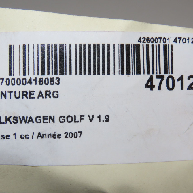 Ceinture arrière gauche occasion VOLKSWAGEN GOLF V Phase 1 11-2003->10-2008 1.9 TDI 105ch 1K9857805RAA 6