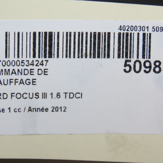 Commande de chauffage occasion FORD FOCUS III Phase 1 01-2011->04-2015 1.6 TDCI 115ch 1866942 7