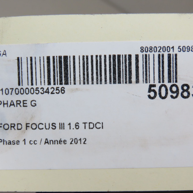 Phare gauche occasion FORD FOCUS III Phase 1 01-2011->04-2015 1.6 TDCI 115ch 1873935 6