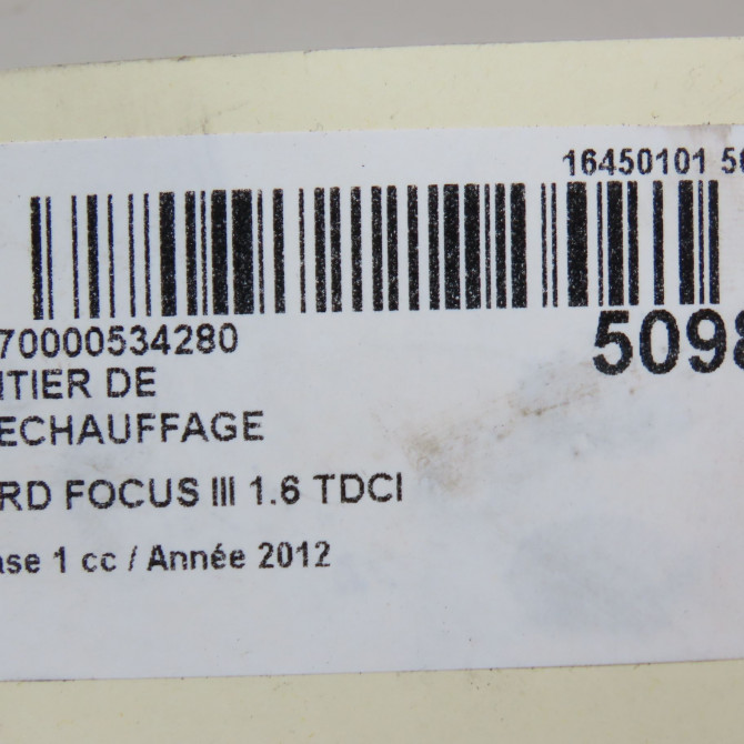 Boitier de préchauffage occasion FORD FOCUS III Phase 1 01-2011->04-2015 1.6 TDCI 115ch 5
