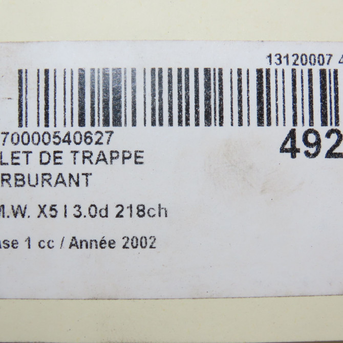 Volet de trappe carburant occasion B.M.W. X5 I Phase 1 04-2000->12-2006 3.0d 218ch 51177001027 4