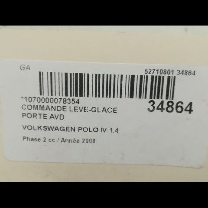 Commande lève-glace porte avant droite occasion VOLKSWAGEN POLO IV Phase 2 05-2005->09-2009 1.4 TDI 70ch 4
