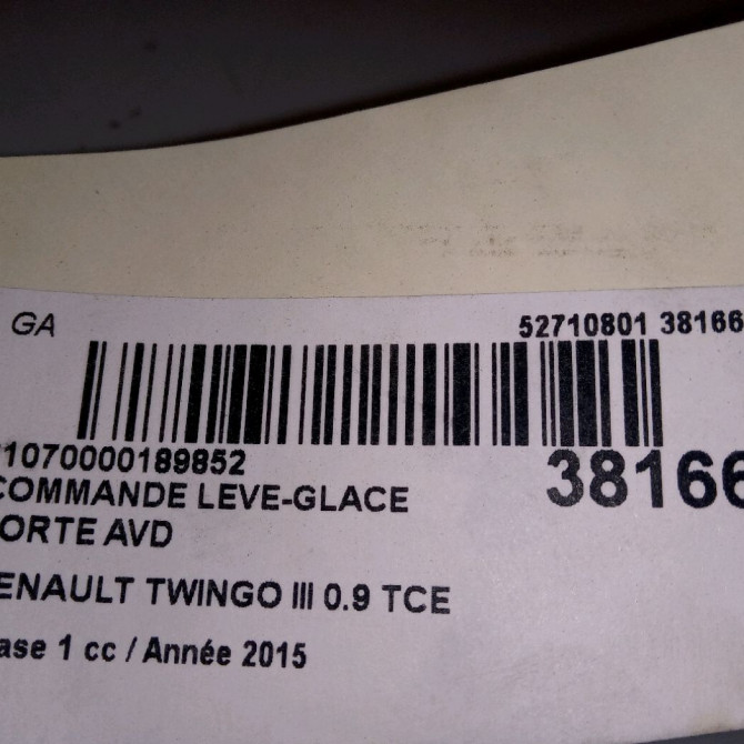 Commande lève-glace porte avant droite occasion RENAULT TWINGO III Phase 1 06-2014->... 0.9 TCE 12v 90ch 254217475R 3