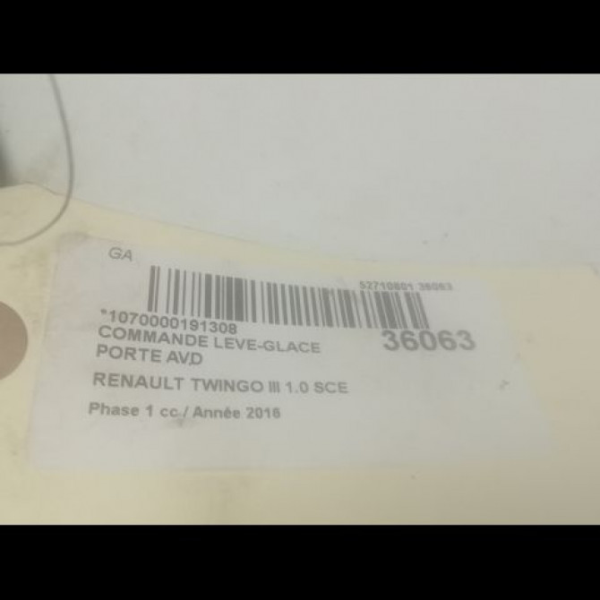 Commande lève-glace porte avant droite occasion RENAULT TWINGO III Phase 1 06-2014->... 1.0 SCE 12v 70ch 254217475R 3