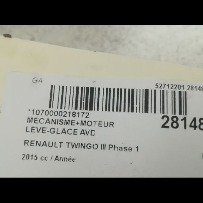 Mecanisme + moteur lève-glace avant droit occasion RENAULT TWINGO III Phase 1 06-2014->... 807208353R 3