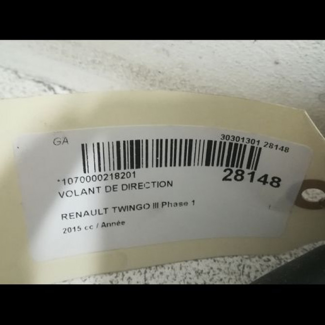 Volant de direction occasion RENAULT TWINGO III Phase 1 06-2014->... 484007081R 3