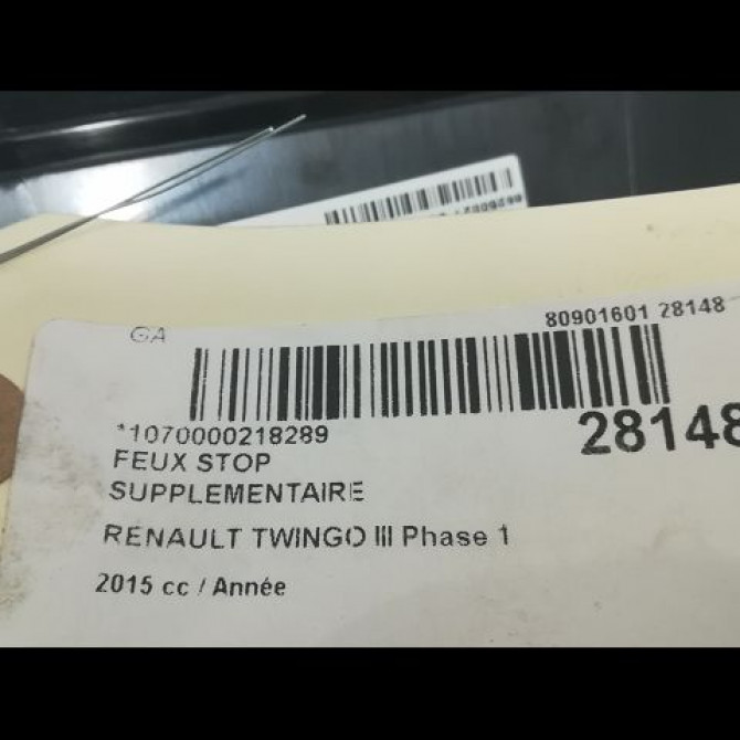Feux stop supplementaire occasion RENAULT TWINGO III Phase 1 06-2014->... 265903126R 3