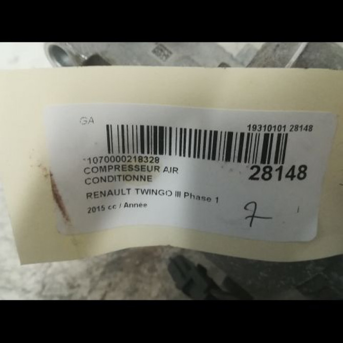 Compresseur air conditionne occasion RENAULT TWINGO III Phase 1 06-2014->... 926002090R 3