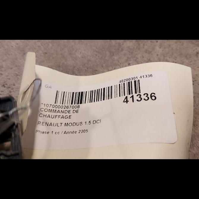 Commande de chauffage occasion RENAULT MODUS Phase 1 09-2004->12-2007 1.5 DCI 80ch 3