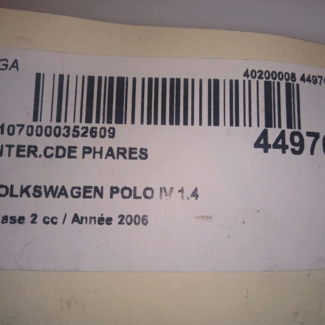 Interrupteur commande de phares occasion VOLKSWAGEN POLO IV Phase 2 05-2005->09-2009 1.4 TDI 70ch 5