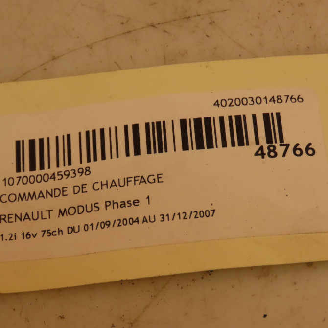 Commande de chauffage occasion RENAULT MODUS Phase 1 09-2004->12-2007 1.2i 16v 75ch 4