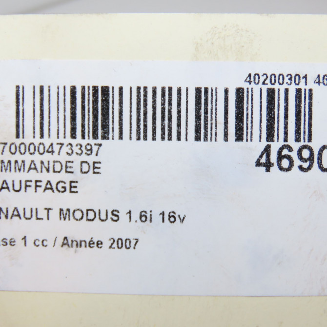 Commande de chauffage occasion RENAULT MODUS Phase 1 09-2004->12-2007 1.6i 16v 6