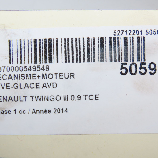 Mecanisme + moteur lève-glace avant droit occasion RENAULT TWINGO III Phase 1 06-2014->... 0.9 TCE 12v 90ch 807208353R 5