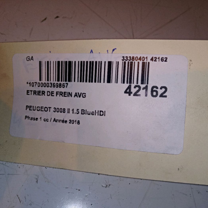 Etrier de frein avant gauche occasion PEUGEOT 3008 II Phase 1 04-1995->04-1999 1.5 BlueHDI 130ch 1623162080 4