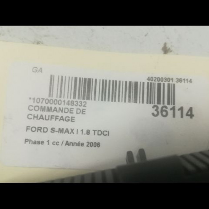 Commande de chauffage occasion FORD S-MAX I Phase 1 05-2006->03-2010 1.8 TDCI 125ch 1676130 3